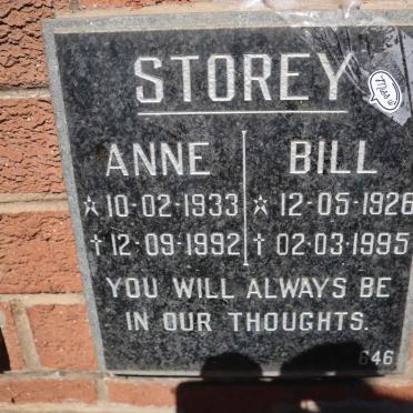 STOREY Bill 1926-1995 &amp; Anne 1933-1992