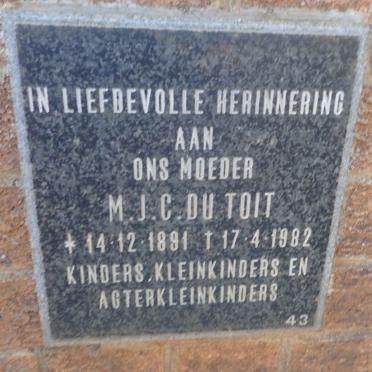 TOIT M.J.C., du 1891-1982