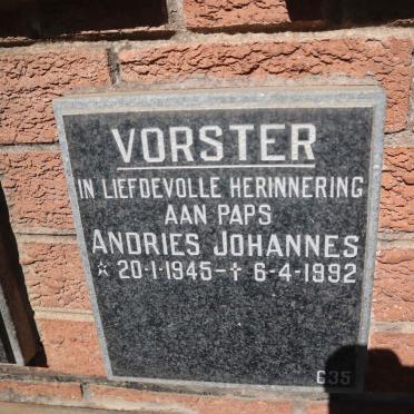 VORSTER Andries Johannes 1945-1992