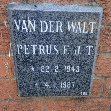 WALT Petrus F.J.T., van der 1943-1987