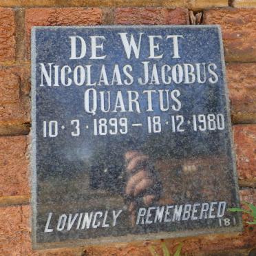WET Nicolaas Jacobus Quartus, de 1899-1980