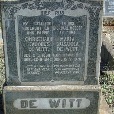WITT Christiaan Jacobus, de 1888-1947 & Maria Susanna PRETORIUS 1887-1976