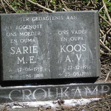 CROUKAMP A.V. 1916-1989 & M.E. 1918-1988