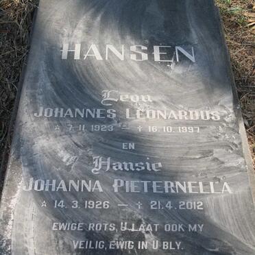 HANSEN Leon Johannes Leonardus 1923-1997 &amp; Hansie Johanna Pieternella 1926-2012