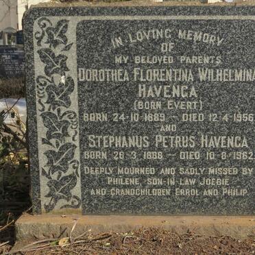 HAVENGA Stephanus Petrus 1888-1962 & Dorothea Florentina Wilhelmina EVERT 1889-1956