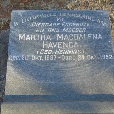 HAVENGA Martha Magdalena nee HENNING 1887-1952