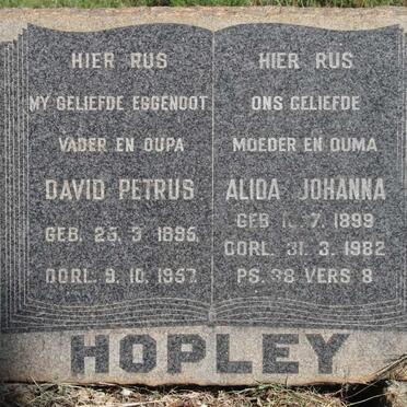 HOPLEY David Petrus 1895-1957 & Alida Johanna 1899-1982