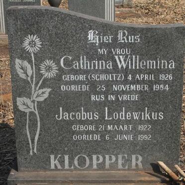 KLOPPER Jacobus Lodewikus 1922-1992 & Cathrina Willemina SCHOLTZ 1926-1984