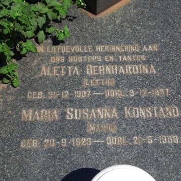 KONSTAND Aletta Bernhardina 1907-1997 :: KONSTAND Maria Susanna 1923-1998