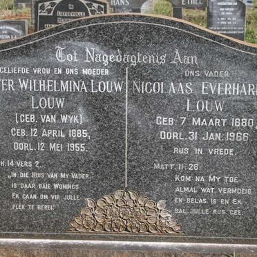 LOUW Nicolaas Everhardus 1880-1966 & Hester Wilhelmina VAN WYK 1885-1955