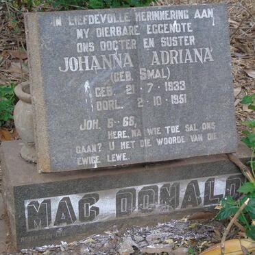 MACDONALD Johanna Adriana nee SMAL 1933-1951