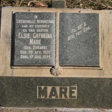 MARE Elsie Cathrina nee DURAND 1920-1944