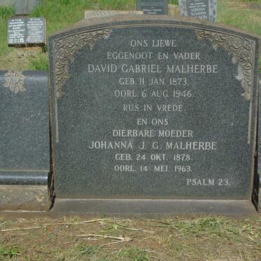MALHERBE David Gabriel 1873-1946 & Johanna J.G. 1878-1963