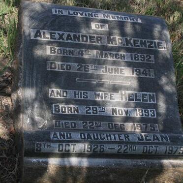 MCKENZIE Alexander 1892-1941 & Helen 1893-1975 :: MCKENZIE Jean 1926-1975