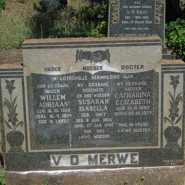 MERWE Willem Adriaan, v.d. 1868-1954 & Susarah Isabella SMIT 1866-1950 :: VAN DER MERWE Catharina Elizabeth 1893-1977