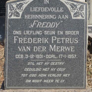 MERWE Frederik Petrus, van der 1931-1957