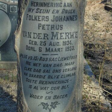 MERWE Folkers Johannes Petrus, van der 1934-1953