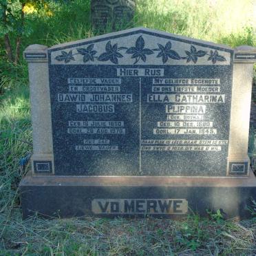 MERWE Dawid Johannes Jacobus, v.d. 1880-1970 & Ella Catharina Plippina BOTHA 1880-1945