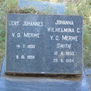 MERWE Gert Johannes, v.d. 1900-1958 & Johanna Wilhelmina C. SMITH 1903-1994