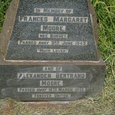 MOORE Alexander Bertrand -1955 & Frances Margaret BURNET -1943