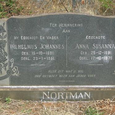 NORTMAN Wilhelmus Johannes 1891-1951 & Anna Susanna 1891-1975