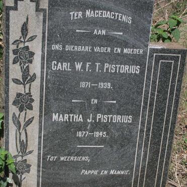 PISTORIUS Carl W.F.T. 1871-1939 & Martha J. 1877-1945