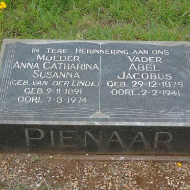 PIENAAR Abel Jacobus 1879-1941 &amp; Anna Catharina Susanna VAN DER LINDE 1891-1974