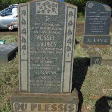 PLESSIS Wessel Jacobus, du 1894-1943 &amp; Susanna 1928-1970
