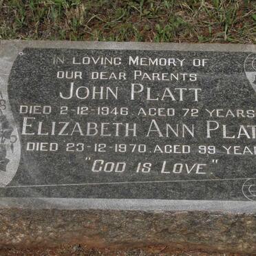 PLATT John -1946 & Elizabeth Ann -1970