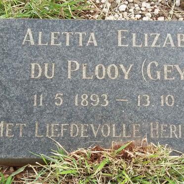 PLOOY Aletta Elizabeth, du nee GEYER 1893-1973