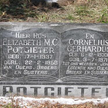 POTGIETER Cornelius Gerhardus 1933-1971 :: POTGIETER Elizabeth M.C. 1937-1958