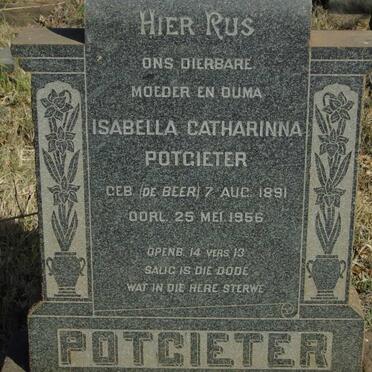 POTGIETER Isabella Catharinna nee DE BEER 1891-1956