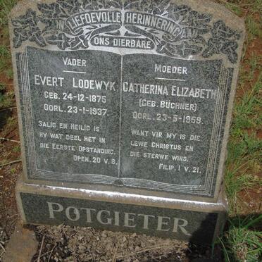 POTGIETER Evert Lodewyk 1875-1937 & Catherina Elizabeth BUCHNER -1959