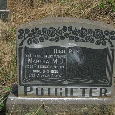 POTGIETER Martha M.J. nee PIETERSE 1910-1950