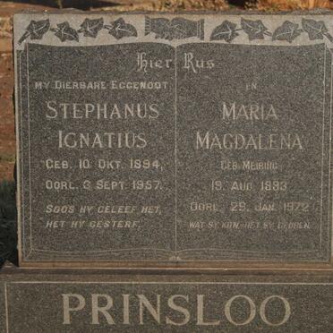 PRINSLOO Stephanus Ignatius 1894-1957 & Maria Magdalena MEIRING 1893-1972