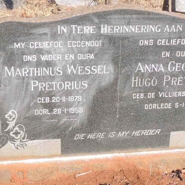 PRETORIUS Marthinus Wessel 1879-1956 & Anna Georgina Hugo DE VILLIERS 1881-1966