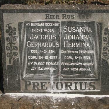 PRETORIUS Jacobus Gerhardus 1894-1957 & Susanna Johanna Hermina WEYERS 1889-1960