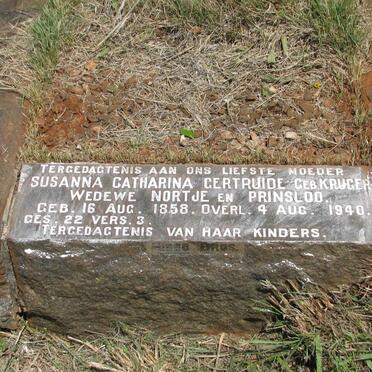 PRINSLOO Susanna Catharina Gertruide formely NORTJE nee KRUGER 1858-1940