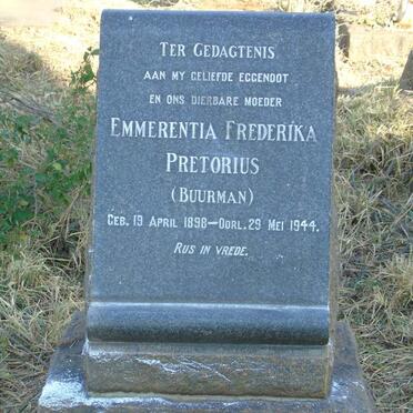 PRETORIUS Emmerentia Frederika nee BUURMAN 1898-1944