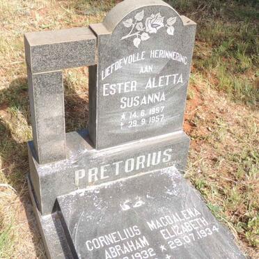 PRETORIUS Cornelius Abraham 1932-1998 & Magdalena Elizabeth 1934- :: PRETORIUS Ester Aletta Susanna 1957-1957