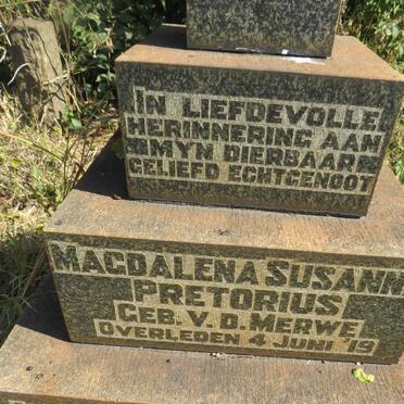 PRETORIUS Magdalena Susanna nee V.D. MERWE -1919