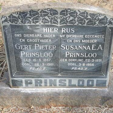 PRINSLOO Gert Pieter 1887-1961 & Susanna E.A. DORFLING 1891-1956