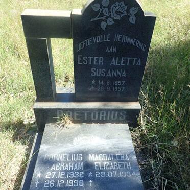PRETORIUS Cornelius Abraham 1932-1998 &amp; Magdalena Elizabeth 1934- :: PRETORIUS Ester Aletta Susanna 1957-1957