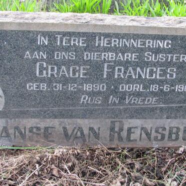 RENSBURG Grace Frances, Janse van 1890-1965