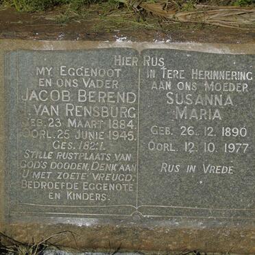 RENSBURG Jacob Berend, van 1884-1945 & Susanna Maria 1890-1977
