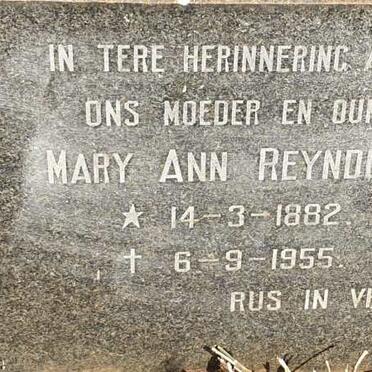 REYNDERS Mary Ann 1882-1955 