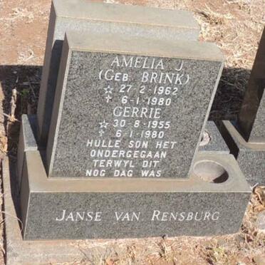 RENSBURG Gerrie, Janse van 1955-1980 & Amelia J. BRINK 1962-1980