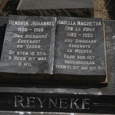 REYNEKE Hendrik Johannes 1899-1968 & Isabella Magrietha LE ROUX 1903-1953