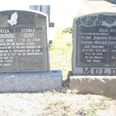 RENSBURG Schalk, J. v. -2001 &amp; Isabella -1999 :: MULDER Diederick Jacobus Christiaan 1903-1978 &amp; Elsie Johanna Sophia BO