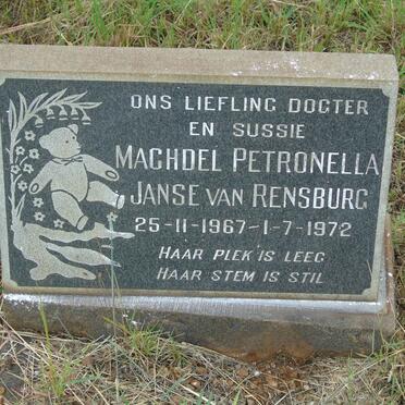 RENSBURG Machdel Petronella, Janse van 1967-1972